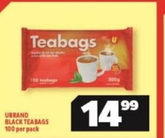 Usave Ubrand Black Teabags 100 per pack offer
