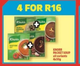 Usave Knorr Packet Soup All Variants 4x50g offer