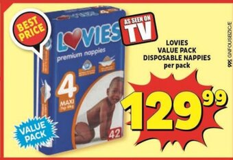 Usave Lovies Value Pack Disposable Nappies per pack offer