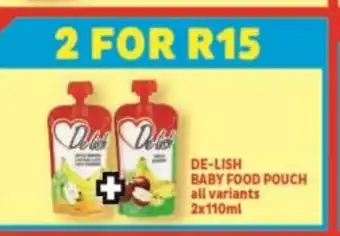 Usave De-lish Baby Food Pouch All Variants 2x110ml offer