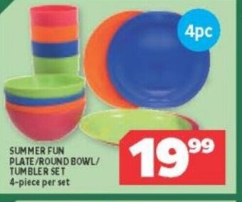Summer Fun Plate/Round Bowl/Tumbler Set 4-Piece per Set