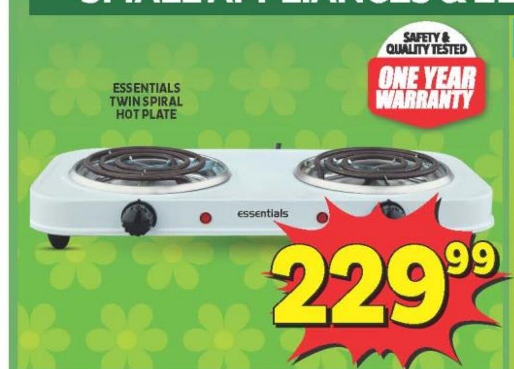 Essentials Twin Spiral Hot Plate offer at Usave