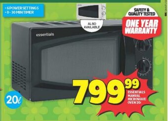 Usave Essentials Manual Microwave Oven 20L offer