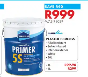 Chamberlain ChamberValue Plaster Primer 5W Solvent-based 20L offer