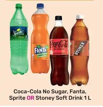 Game Coca-Cola No Sugar, Fanta, Sprite OR Stoney Soft Drink 1L offer