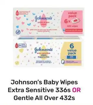 Game Johnson's Baby Wipes Extra Sensitive 336s OR Gentle All Over 432s offer