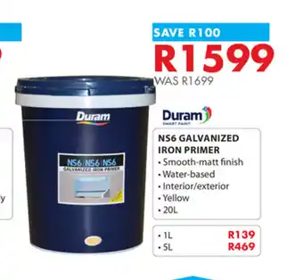 Chamberlain Duram NS6 Galvanised Iron Primer Water Based 20L offer