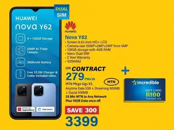 Incredible Connection HUAWEI Nova Y62 offer