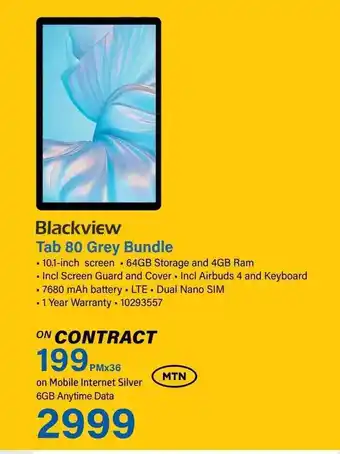 Incredible Connection Blackview Tab 80 Grey Bundle offer