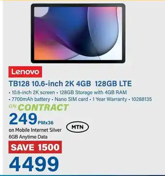 Incredible Connection Lenovo TB128 10.6-inch 2K 4GB 128GB LTE offer