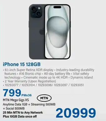 Incredible Connection iPhone 15 128GB offer