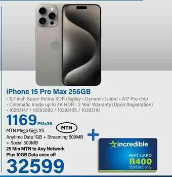Incredible Connection iPhone 15 Pro Max 256GB offer