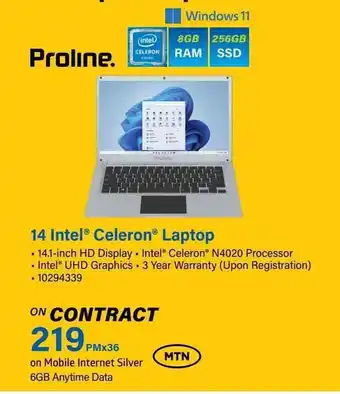 Incredible Connection Proline 14 Intel Celeron Laptop offer