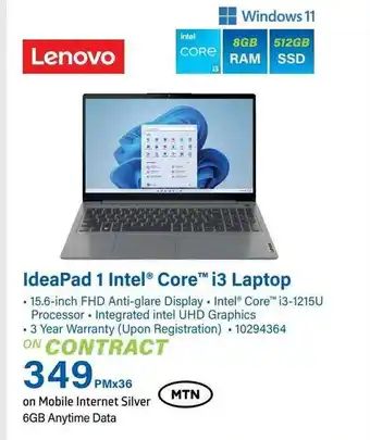 Incredible Connection Lenovo IdeaPad 1 Intel Core i3 Laptop offer