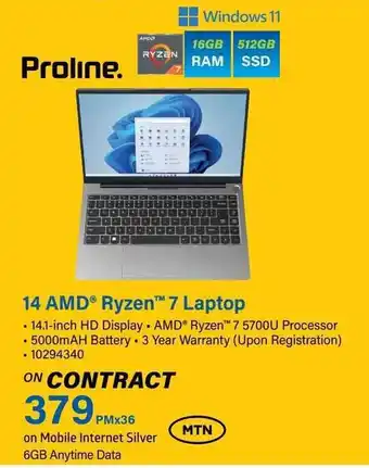 Incredible Connection Proline 14 AMD Ryzen 7 Laptop offer