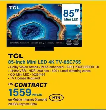 Incredible Connection TCL 85-Inch Mini LED 4K TV-85C755 offer
