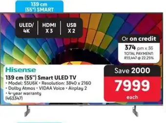 Makro Hisense 139 cm (55") Smart ULED TV offer
