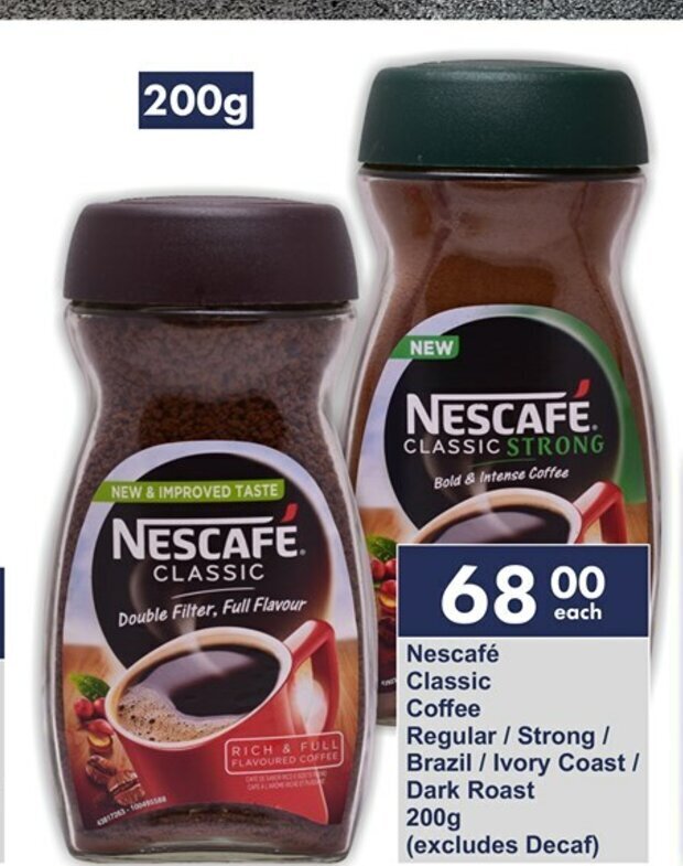 Nescafe Classic Coffee Regular / Strong / Brazil / Ivory Coast / Dark