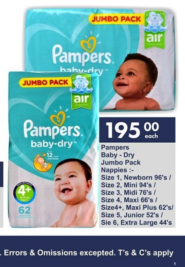 Pampers Baby Dry Jumbo Pack Nappies offer at President Hyper