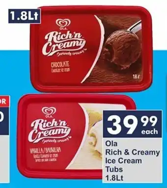 President Hyper Ola Rich & Creamy Ice Cream Tubs 1.8Lt offer