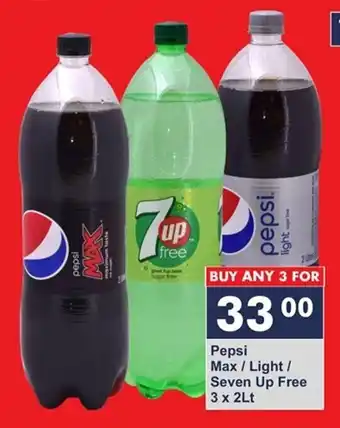 President Hyper Pepsi Max / Light / Seven Up Free 3x2Lt offer