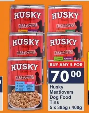 President Hyper Husky Meatlovers Dog Food Tins 5x385g / 400g offer