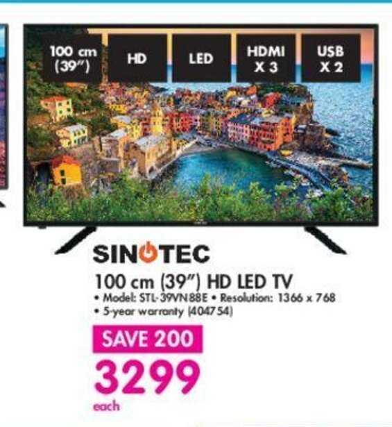 Sinotec 100cm (39") HD LED TV offer at Makro