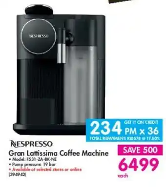 Makro Nespresso - Gran Lattissima Coffee Machine offer