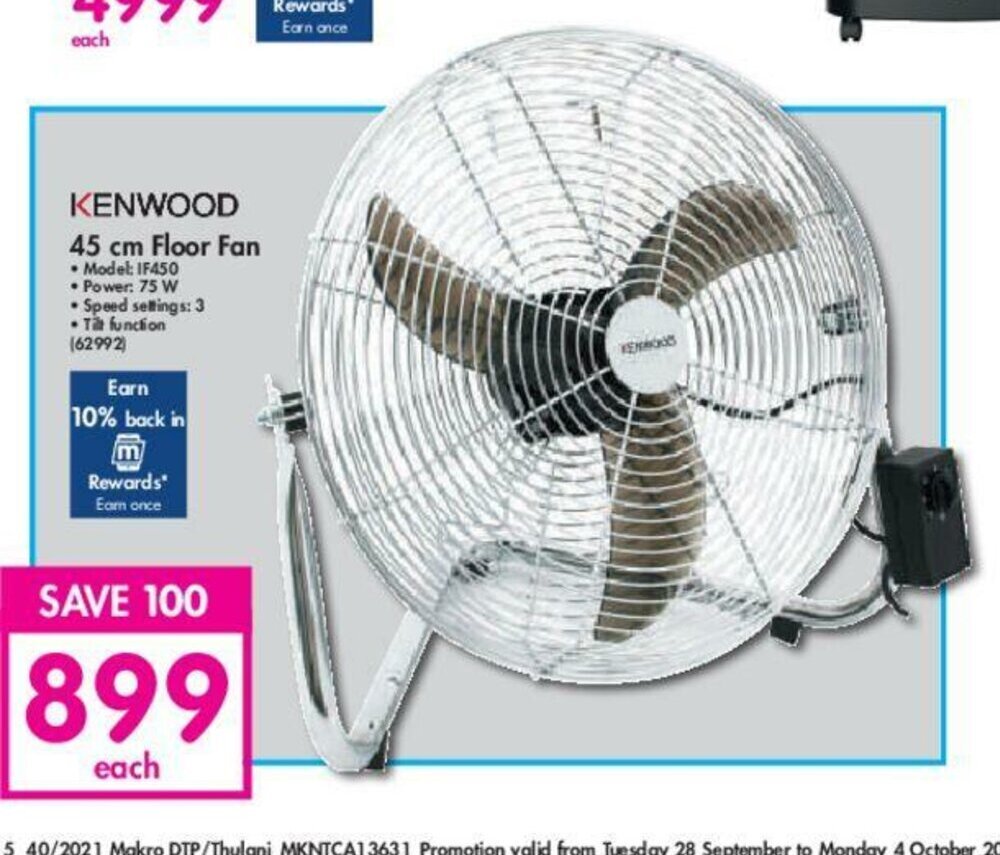 Kenwood 45cm Floor Fan offer at Makro