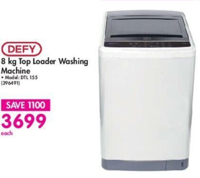 Defy 8kg Top Loader Washing Machine offer at Makro