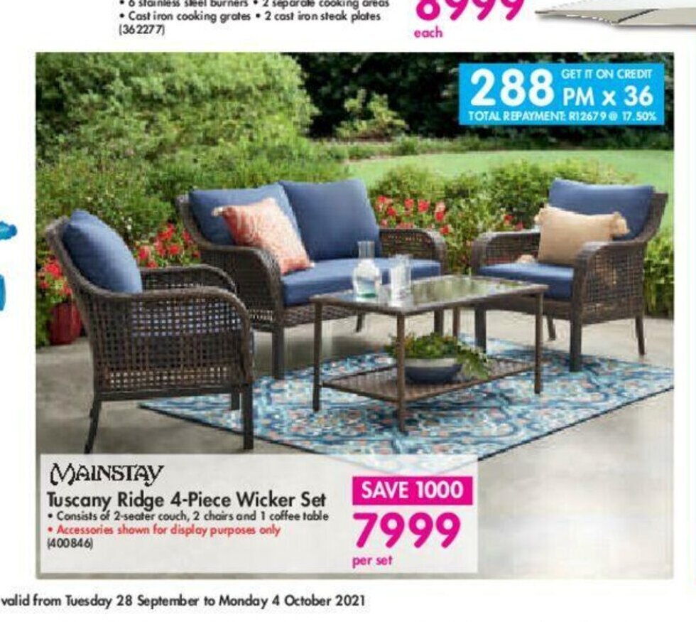 Mainstay Tuscany Ridge 4Piece Wicker Set offer at Makro