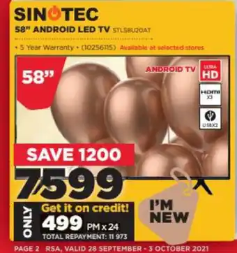 HiFi Corp Sinotec - 58" Android LED TV offer