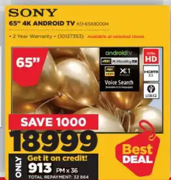HiFi Corp Sony - 65" 4K Android TV offer