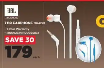HiFi Corp JBL - T110 Earphone offer