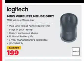 Logitech - M185 Wireless Mouse Grey