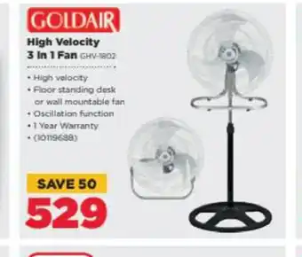 HiFi Corp Goldair - High Velocity 3 in 1 Fan offer