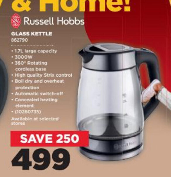 Russell Hobbs Glass Kettle offer at HiFi Corp