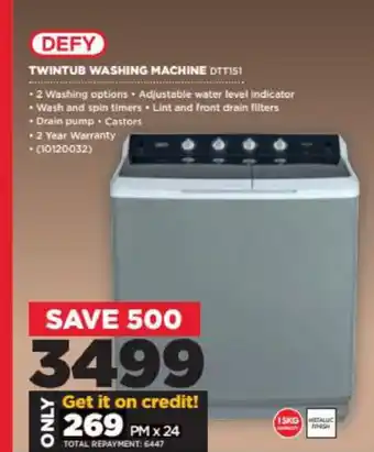 HiFi Corp Defy - Twintub Washing Machine - DTT151 offer