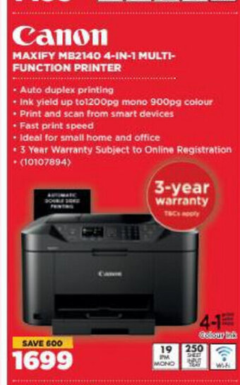 HiFi Corp Canon -Maxify MB2140 4-in-1 Multi-Function Printer offer