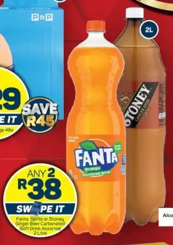 Pick n Pay Fanta, Sprite or Stoney Ginger Beer Carbonated Soft Drink Assorted 2 Litre offer