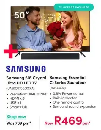 Teljoy Samsung 50" Crystal Ultra HD LED TV offer