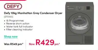 Teljoy Defy 10kg Manhattan Grey Condenser Dryer offer