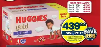 Pick n Pay Hypermarket Huggies Disposable Unisex Nappy Pants Assorted Per Pack offer