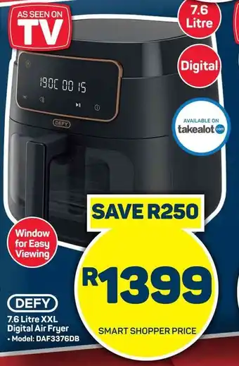 Pick n Pay Hypermarket DEFY 7.6 Litre XXL Digital Air Fryer offer