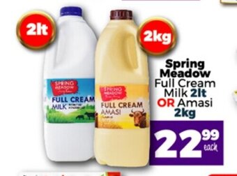 Take 'n Pay Spring Meadow Full Cream Milk 2lt or Amasi 2kg offer
