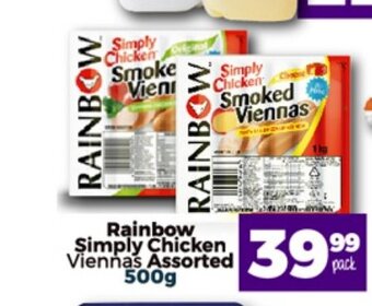 Take 'n Pay Rainbow Simply Chicken Viennas Assorted 500g offer