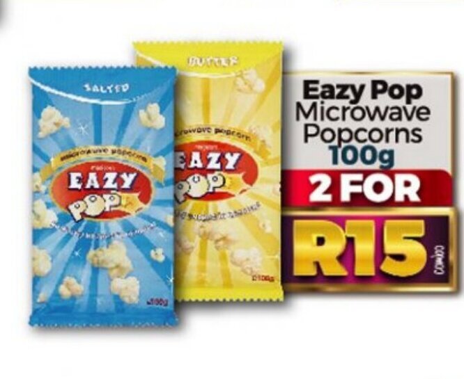 Eazy Pop Microwave Popcorns 100g offer at Take 'n Pay