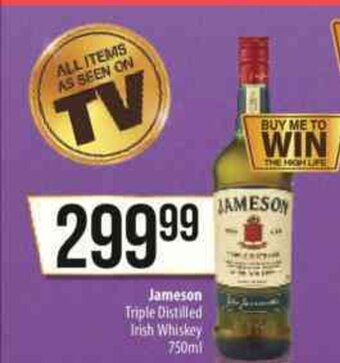 Spar Tops Jameson Triple Distilled Irish Whiskey 750ml offer