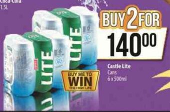 Spar Tops Castle Lite Cans 6 x 500ml offer