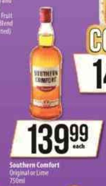 Spar Tops Southern Comfort Original or Lime 750ml offer
